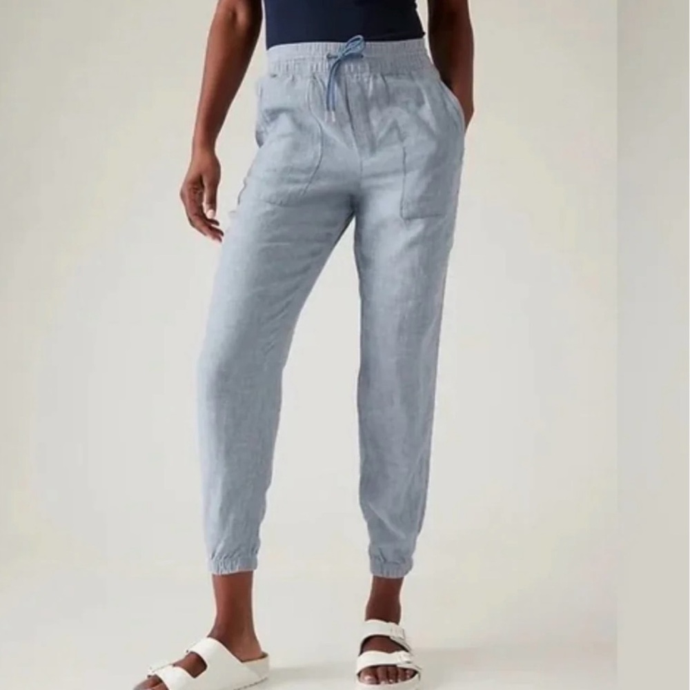 Light Blue Women's Linen Jogger Pants
